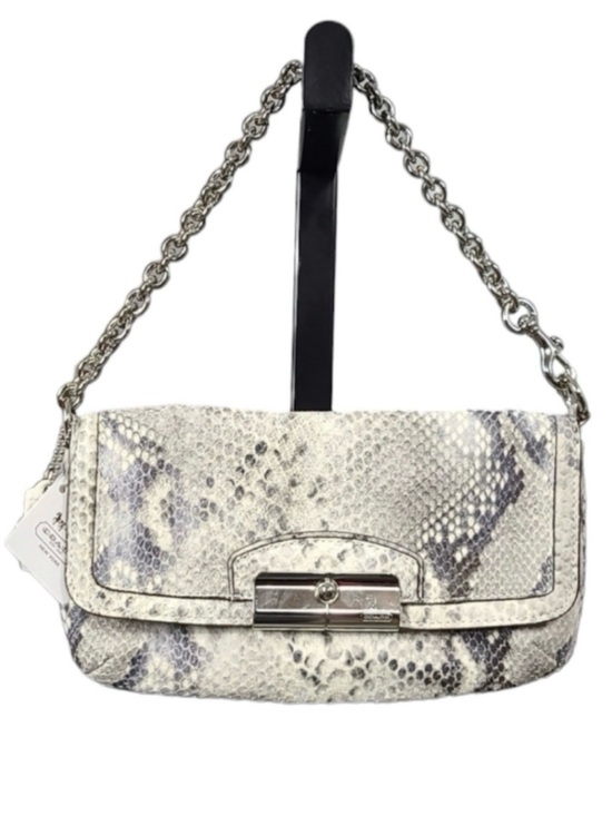 Coach Handbags - Coach Kristen Snake-Print Bag in Cream and Gray with Silver Chain